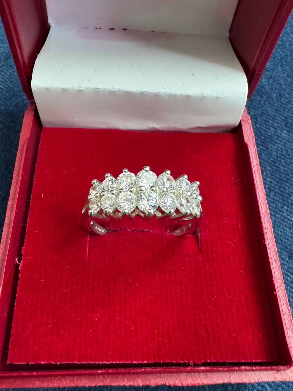 Avon RJ 925 Sterling Silver Cluster Ring Size 7